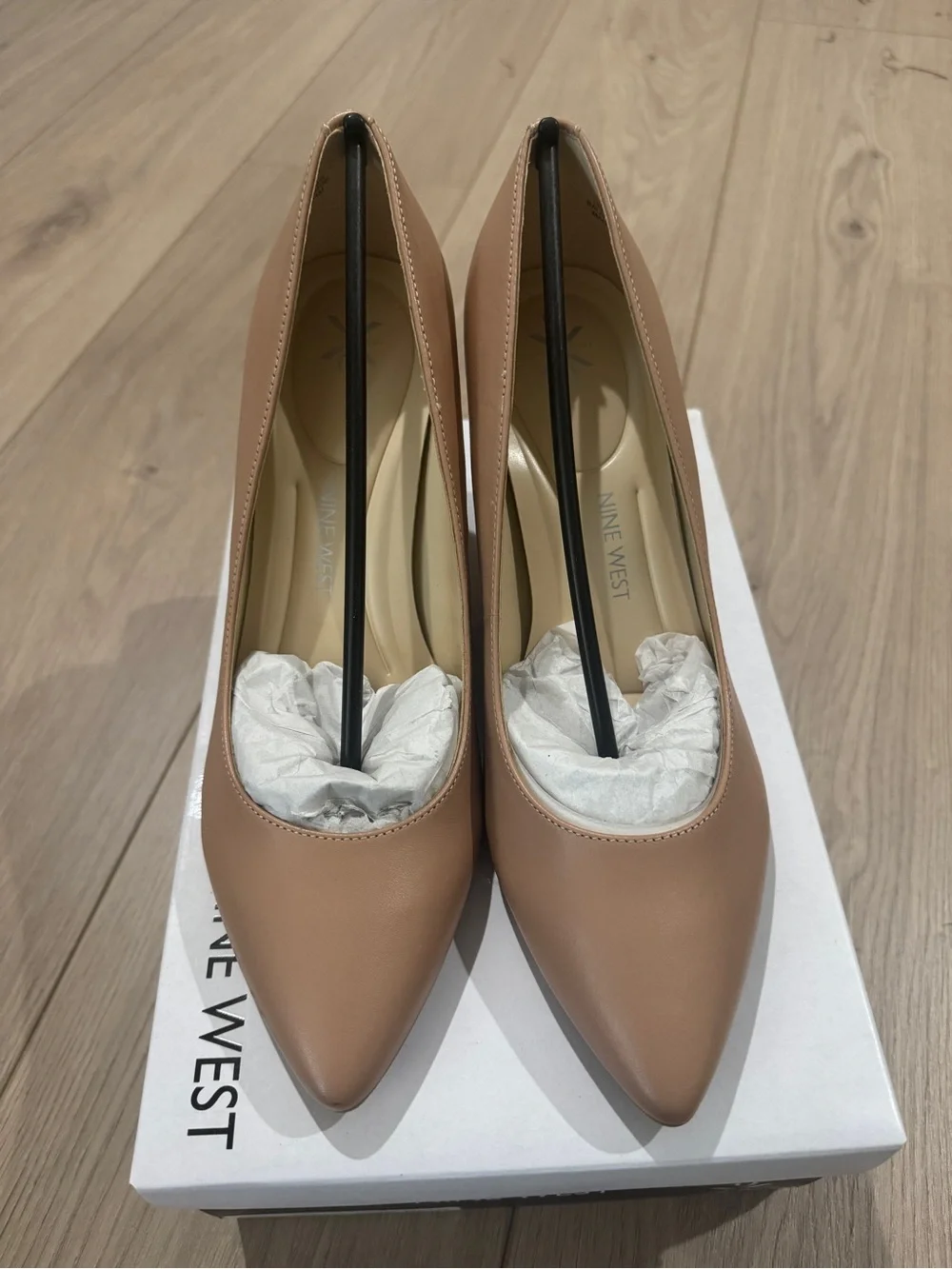 NEW Nine West Cal Tan Leather Wedge Heels, Size 8.5